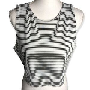 Free Press Striped Black / White Sleeveless Crop Tank Top
